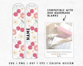 Bookmark SVG | Bookmark Template SVG | Cute Cherry SVG | Cute Fruits svg | Retro Flower svg | Book Lover svg Reader Cricut, Cameo Silhouette