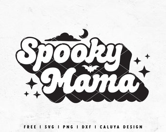 Spooky Mama SVG | Cute Halloween SVG | Retro Halloween SVG | Spooky Mom svg | Spooky Season svg | 70s Free svg Cricut, Cameo Silhouette
