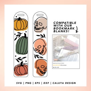 Bookmark Template SVG | Bookmark SVG | Boho Pumpkin svg | Boho Skull svg | Fall Pumpkin SVG | Autumn Free svg Cricut, Cameo Silhouette