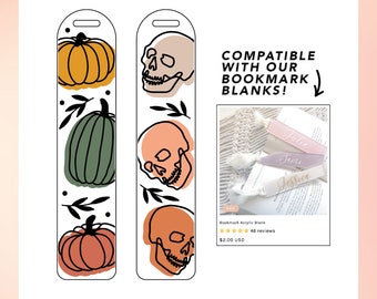 Bookmark Template SVG | Bookmark SVG | Boho Pumpkin svg | Boho Skull svg | Fall Pumpkin SVG | Autumn Free svg Cricut, Cameo Silhouette