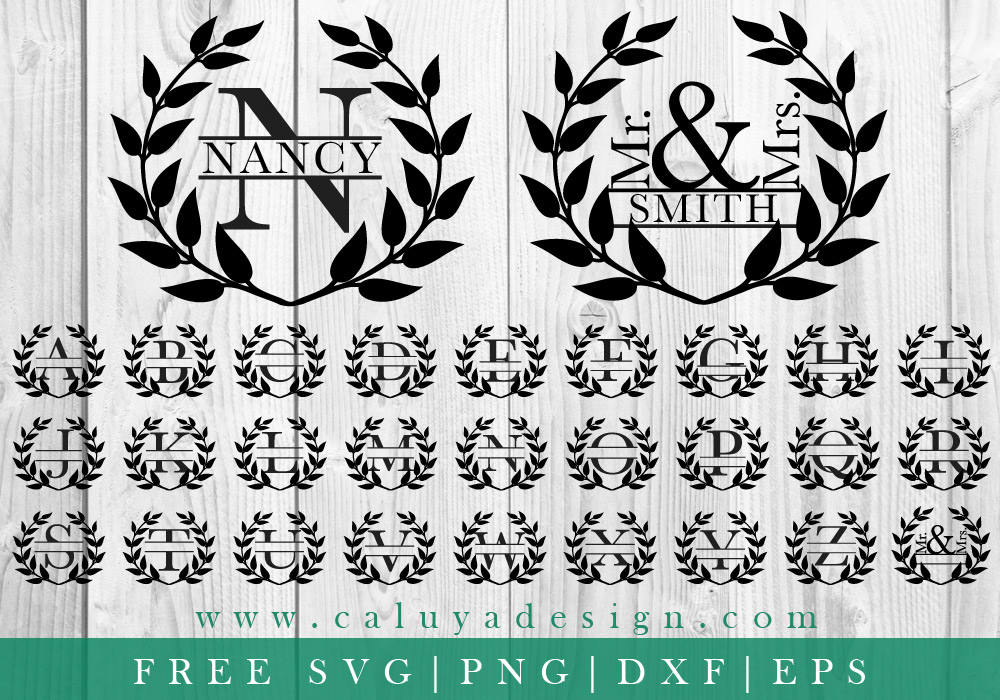 Download FREE SVG & PNG Link Wreath Split Monogram Cut Files svg | Etsy