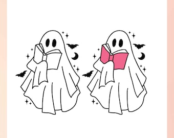 Reading Ghost SVG | Bookish Halloween SVG | Cute Ghost SVG | Sheet Ghost svg | Reading Ghost Sublimation png | Trendy Halloween svg file