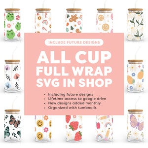 ALL 16oz Libbey Cup Wrap SVG in Shop + Future Designs | Include 16oz, 20oz, Venti Tumbler versions | Trendy Cup Wrap Bundle SVG, Beer Glass