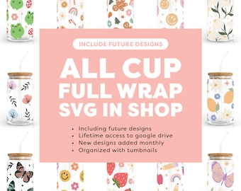 ALL 16oz Libbey Cup Wrap SVG in Shop + Future Designs | Include 16oz, 20oz, Venti Tumbler versions | Trendy Cup Wrap Bundle SVG, Beer Glass