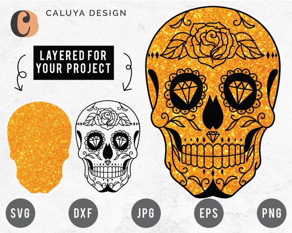 Download Layered Halloween Sugar Skull Svg Cut File For Vinyl Layering Etsy