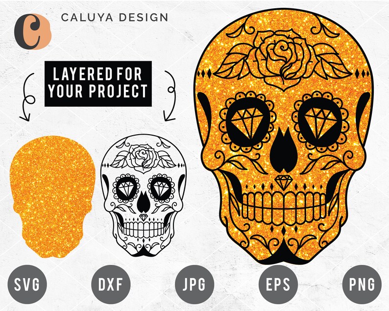 Download Layered Halloween Sugar Skull SVG Cut File for vinyl ...