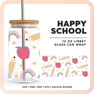 16oz School Teacher Libbey Can Wrap SVG | Back To School SVG | Teacher Appreciation Glass Can Wrap svg | School Cup Sublimation png design