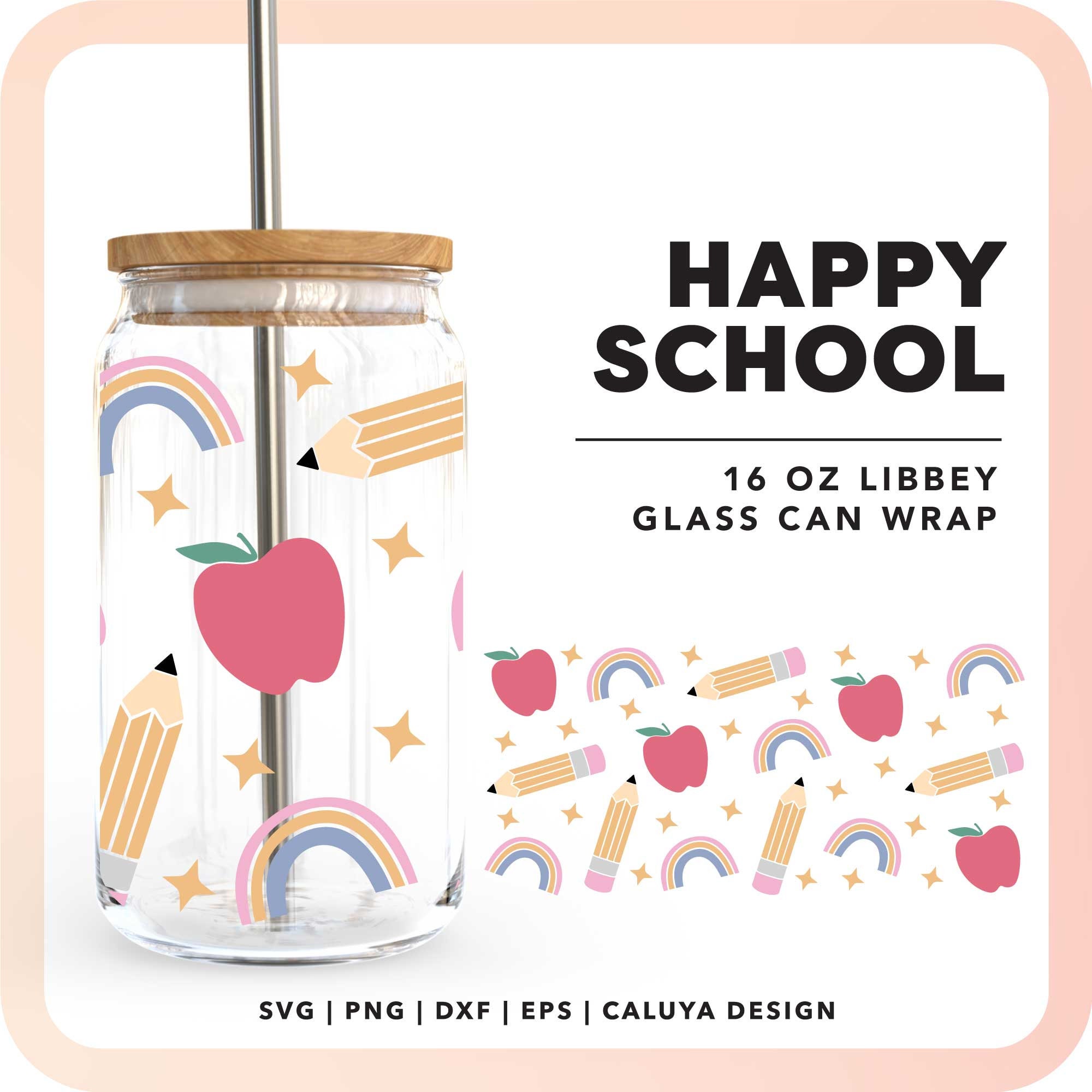 16oz School Teacher Libbey Can Wrap SVG | Back to School SVG | Teacher ...