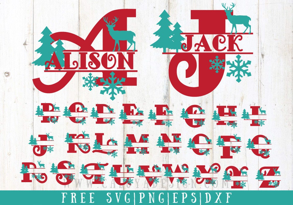 Download FREE SVG & PNG Link Christmas Split Monogram Cut Files svg ...