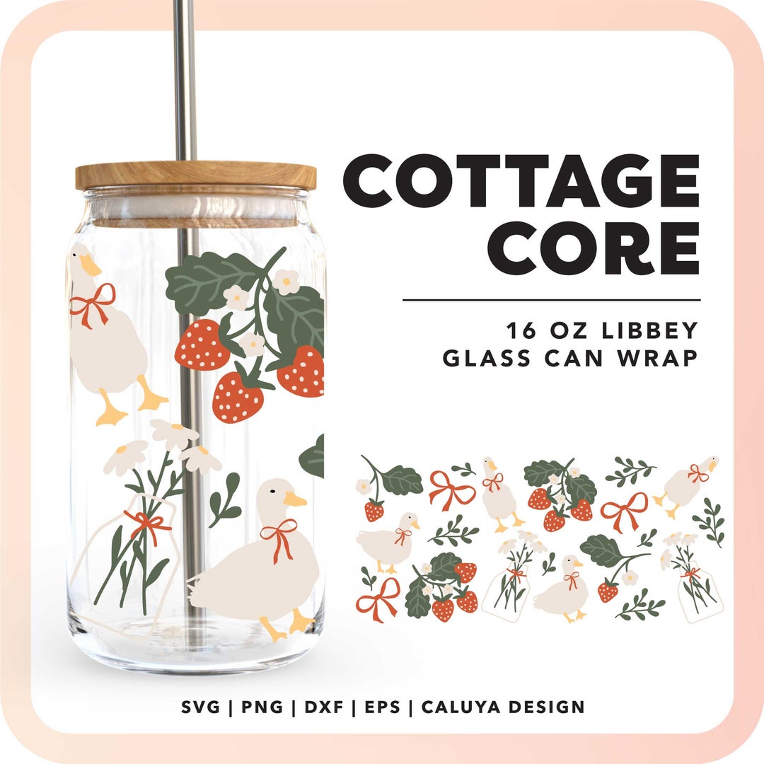 16oz Libbey Can Wrap SVG | Cottage Core SVG | Duck SVG | Strawberry ...
