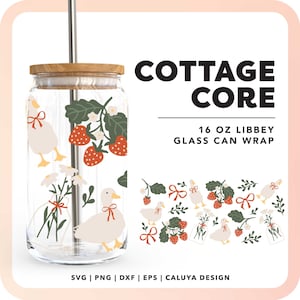 16oz Libbey Dosenverpackung SVG | Cottage Core SVG | Ente SVG | Erdbeer-Bierdosenglas svg | Trendy Glasdosenverpackung svg, Sublimationsbecherverpackung png