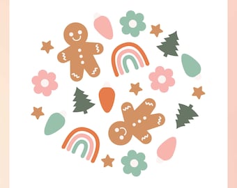 Buy 5 Get 30% Off | Cute Christmas SVG, Retro Gingerbread Man SVG, Happy Holiday SVG, Libbey Can Wrap svg, Retro Daisy svg, Kids Holiday svg
