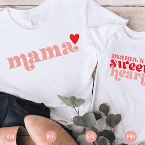 VALENTINE SVG coupe fichier | Maman et moi svg fichier de coupe de chemise assorti, Mama’s Sweetheart svg, Glowforge Valentine’s Design, Sublimation Design