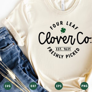 Four Leaf Clover Co. SVG | Lucky Clover SVG | St Patricks Day SVG | Shamrock svg | shirt making svg | Cut File for Cricut, Cameo Silhouette