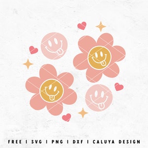Groovy Smiley Face SVG | Groovy Flower SVG | Retro Flower SVG | Smiley Face with Flower svg | Hippie Cute kids svg Cricut, Cameo Silhouette