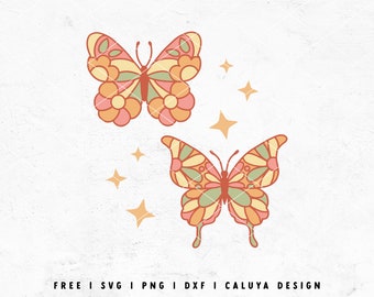 Layered Butterfly SVG | Retro Butterfly SVG | Floral Butterfly svg | Spring Butterfly svg | Trendy Glass Wrap svg Cricut, Cameo Silhouette