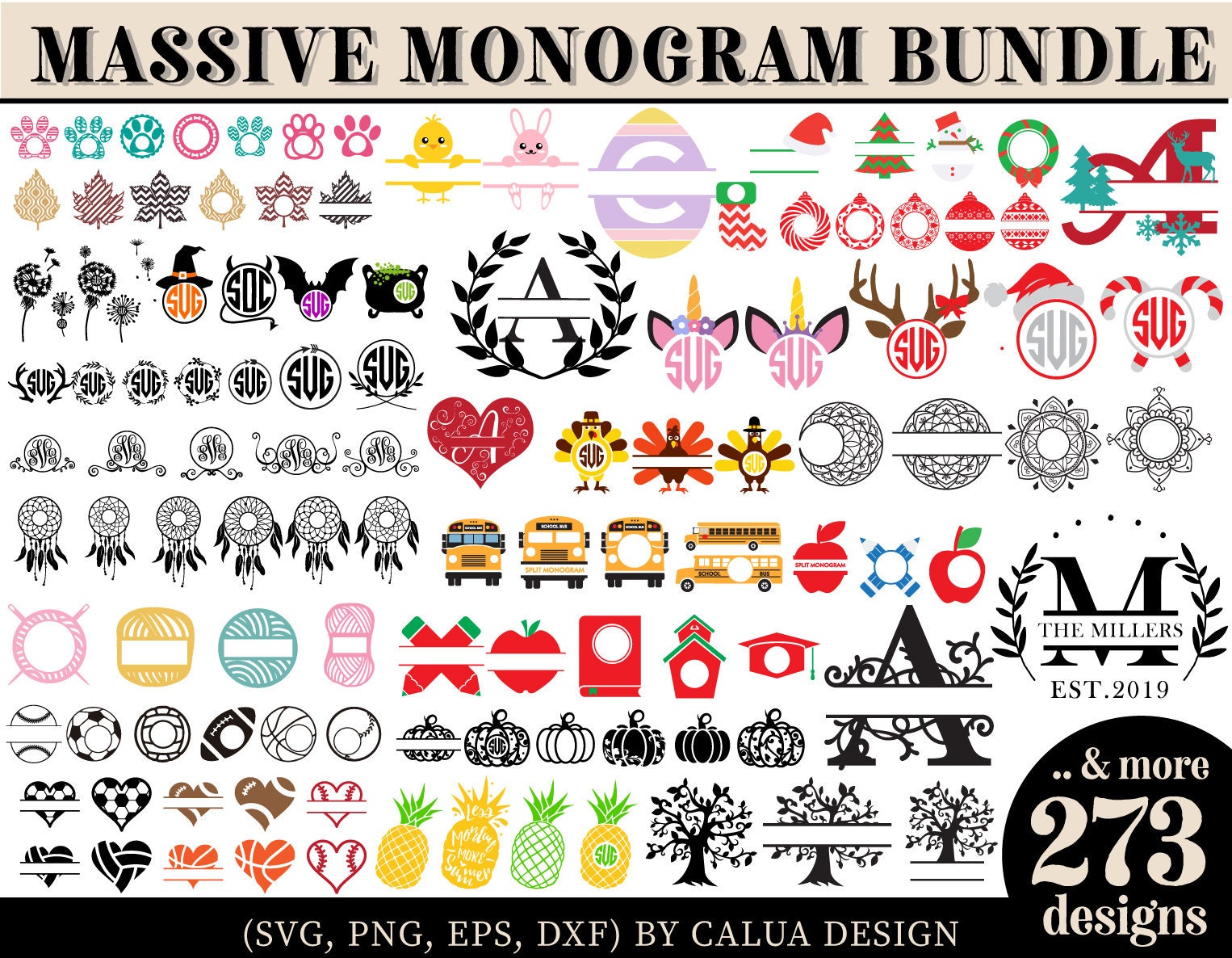 Download Massive Monogram Bundle SVG Cut File Bundle Deal Cut File ...