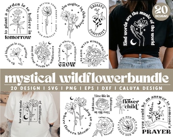 Mystical Wildflower SVG Bundle | Spring Floral SVG | Botanical SVG | Wildflower Quote svg | Gift For Her svg for Cricut, Cameo Silhouette
