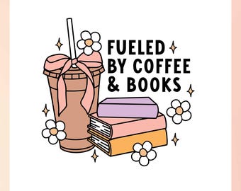 Iced Coffee SVG | Coffee And Books SVG | Book Lovers SVG | Coquette Bow svg | Girly Coffee svg | Coffee Lover Sublimation png design | Book
