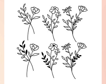 Wildflower SVG | Spring Flower SVG | Hand Drawn Flower SVG | Flower Sketch svg | Botanical svg | Wildflower Clipart png | Floral Set svg