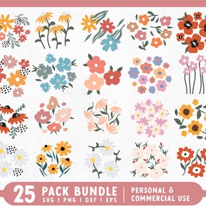 Flower Bouquet SVG Bundle | Spring Flower SVG | Mothers Day SVG | Flower Clipart Bundle | Daisy svg | Sunflower svg Cricut, Cameo Silhouette