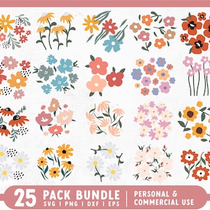 Flower Bouquet SVG Bundle | Spring Flower SVG | Mothers Day SVG | Flower Clipart Bundle | Daisy svg | Sunflower svg Cricut, Cameo Silhouette