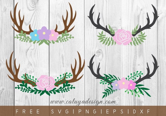 Download FREE SVG & PNG Link Floral Antler Heads Cut Files svg png ...