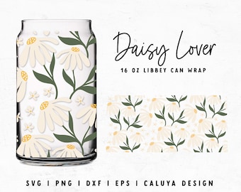 Libbey Can Wrap SVG | Flower Market SVG | Daisy Glass Wrap SVG | Floral Libbey Can Wrap svg | Flower Cup Wrap svg | Trendy svg | Botanical