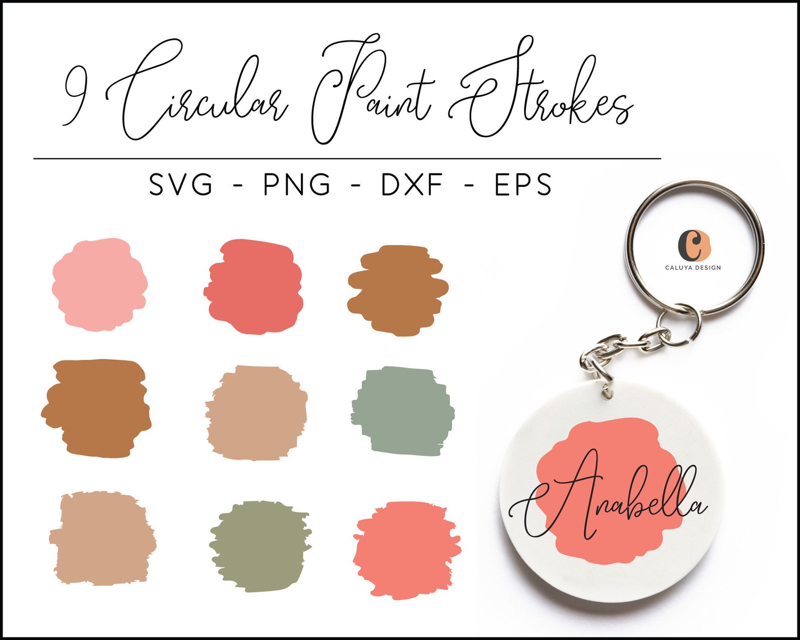 Keychain Circular Paint Brush Stroke SVG Cut File for Cricut Etsy