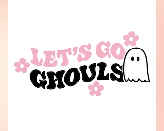 Lets Go Ghouls SVG | Cute Ghost SVG | Cute Halloween SVG | Hippie Halloween svg | Retro Halloween svg | free svg Cricut, Cameo Silhouette