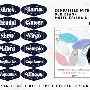 Zodiac SVG | Zodiac Sign SVG | Vintage Keychain SVG | Motel Keychain svg | Astrology Sign svg | Zodiac Free svg for Cricut, Cameo Silhouette