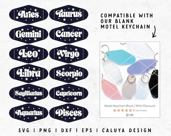Zodiac SVG | Zodiac Sign SVG | Vintage Keychain SVG | Motel Keychain svg | Astrology Sign svg | Zodiac Free svg for Cricut, Cameo Silhouette