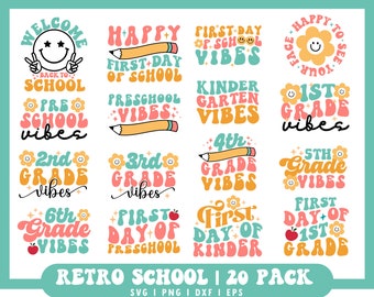 Back To School SVG Bundle | First Day of School SVG | Back To School Shirt svg | Groovy School svg | Retro School svg | School Teacher svg