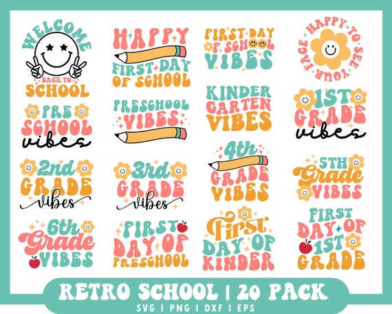 Back To School SVG Bundle | First Day of School SVG | Back To School Shirt svg | Groovy School svg | Retro School svg | School Teacher svg