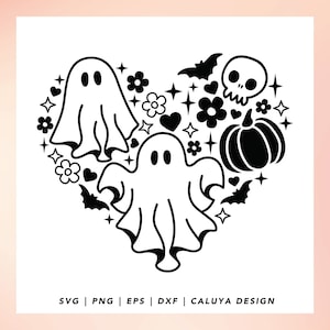 Cute Ghost SVG | Trendy Halloween SVG, Sheet Ghost svg, Halloween Pumpkin svg, Spooky Season svg, Spooky Vibes svg | Retro Skull svg Cricut