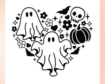 Cute Ghost SVG | Trendy Halloween SVG, Sheet Ghost svg, Halloween Pumpkin svg, Spooky Season svg, Spooky Vibes svg | Retro Skull svg Cricut