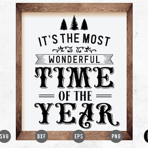 Vintage kerstbord SVG-snijbestand voor Cricut, Cameo Silhouette, Glowforge | Mooiste tijd van het jaar | Ontwerp van een boerderij | Citaat