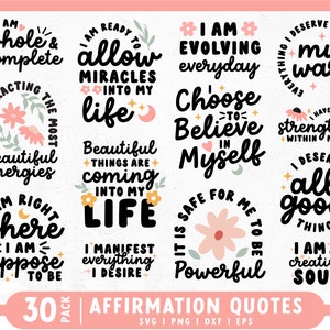 Affirmation SVG Bundle | Self Love SVG | Self Care SVG | Journaling svg | Positive Energy svg | Inspirational quote Cricut, Cameo Silhouette