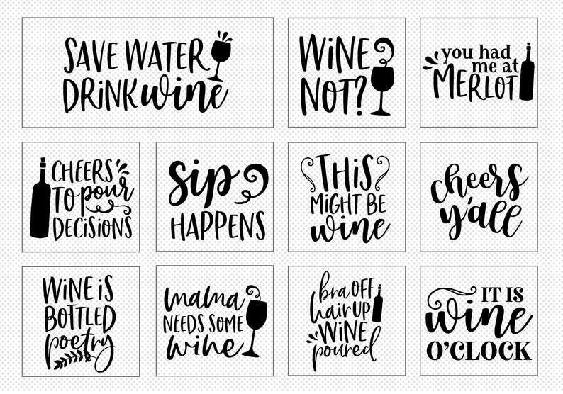 Wine Lover Quotes SVG Cut File Bundle Deal Cut File for Etsy
