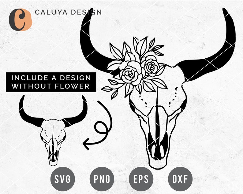 Download Vintage Hand Drawn Floral Cow Skull SVG Cut File for ...