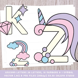 Unicorn Alphabet | Unicorn Letters | Unicorn SVG | Unicorn Clipart | Alphabet Letters | Alphabet SVG | Unicorn Birthday | Unicorn Party