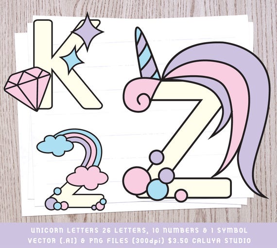Download Unicorn Alphabet Unicorn Letters Unicorn Svg Unicorn Etsy