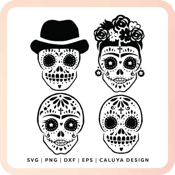 Sugar Skull SVG | Cinco De Mayo SVG | Skeleton SVG | Halloween svg | Floral Skull svg | Day Of the Dead svg for Cricut, Cameo Silhouette