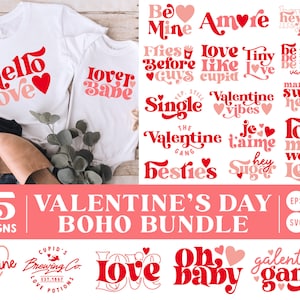 Boho Valentijnsdag SVG-bundel | Oh baby-SVG | Wees de mijne SVG | Cupido-svg | Galentine SVG | Frietjes voordat jongens SVG | Cricut, cameosilhouet