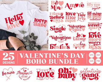 Boho VALENTINE'S Day Quote SVG Cut File BUNDLE for Cricut, Cameo Silhouette | Oh Baby, Be Mine png, Cupid Cutting File, Love Quote Bundle