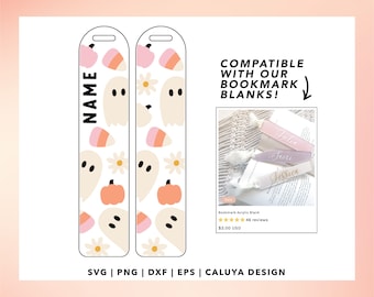 Cute Ghost SVG | Halloween Bookmark SVG | Bookmark Template SVG | Bookmark Kids svg | Halloween Pumpkin svg | Bookmark Pattern svg | Spooky