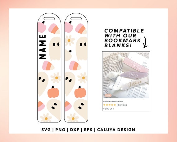 Cute Ghost SVG | Halloween Bookmark SVG | Bookmark Template SVG | Bookmark Kids svg | Halloween Pumpkin svg | Bookmark Pattern svg | Spooky