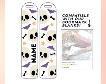 Halloween Bookmark SVG | Bookmark Template SVG, Halloween Cute Skull SVG, Spooky Vibes svg, Halloween kids bookmark svg, trendy sublimation