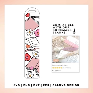 Bookmark Template SVG | Book Lover SVG | Floral Book SVG | Book with Flowers svg | Printable Bookmark svg | Book Lover Bookmark Sublimation