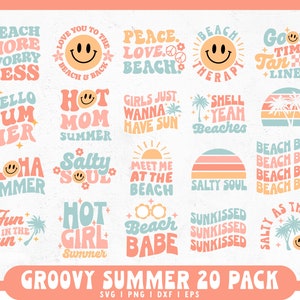 Retro Summer svg Bundle  | Beach Summer SVG | Summer Quotes SVG Bundle | Hello Summer svg | Groovy Summer SVG | Vacation svg Cricut, Clipart